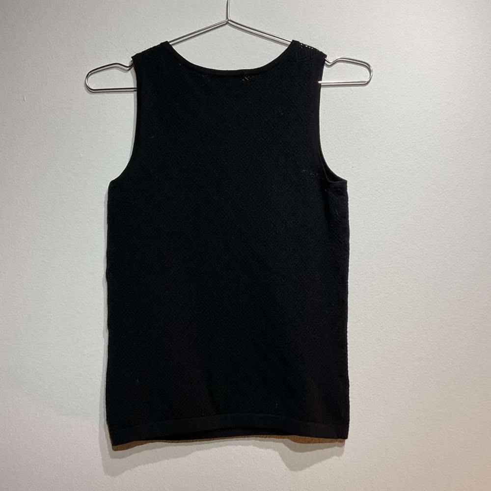 Kate Hill Classic Black Sleeveless Tank Wool Vest Shirt Size S.